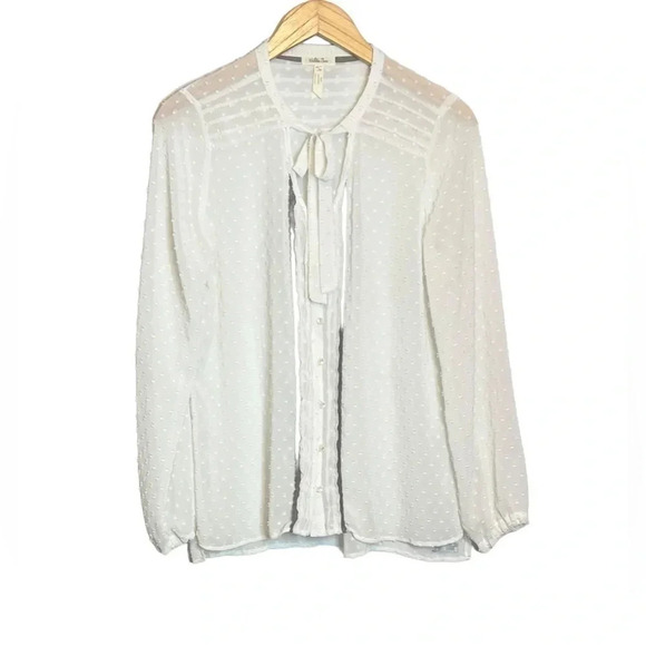 Matilda Jane Renae Victorian Top Swiss Dot Sheer Blouse White - Picture 2 of 7